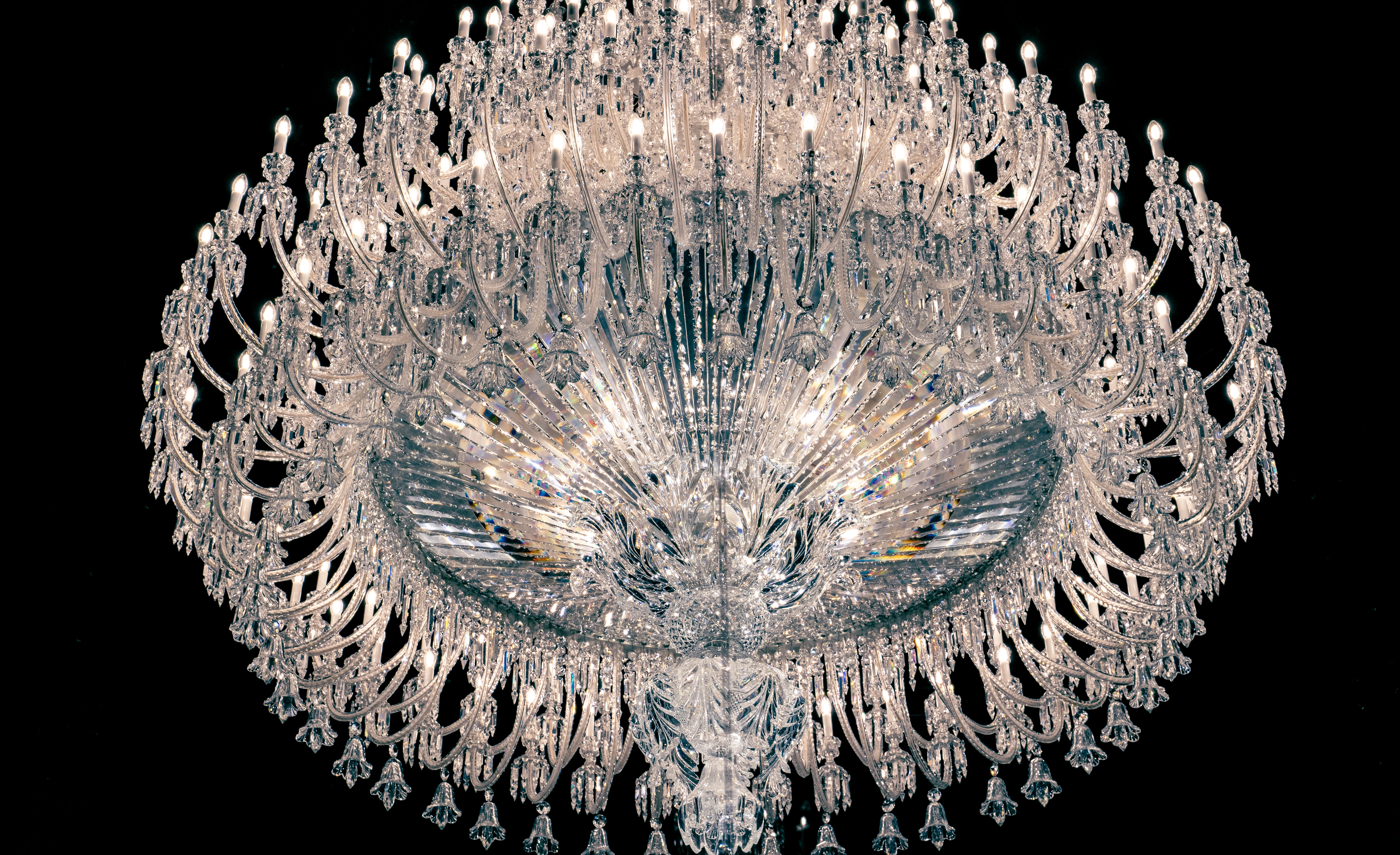 Radiant Elegance: A Glimmering Crystal Chandelier Display